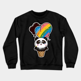 Cute Kawaii Panda Pride with rainbow ice con Heart Crewneck Sweatshirt